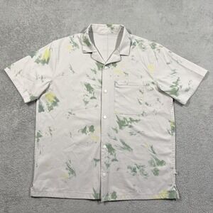 Lululemon Airing Easy Shirt Mens Large Camp Collar Diffuse Dye Print Snap Button